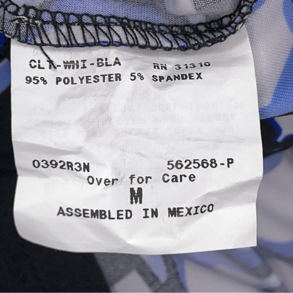 Small AB Studio Blue White Black Dot Print Dress Stretch Event Party Long Sleeve - Picture 16 of 16